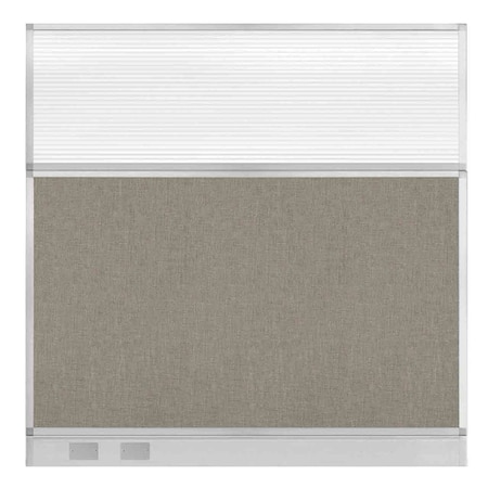 Versare Hush Panel Cubicle Partition 6' x 6' W/ Warm Pebble Fabric Clear Fluted Window W/Cable Channel 1812572-1